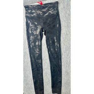 Spanx Faux Leather Camo Leggings Black High Waisted Skinny 20185R Womens Size S